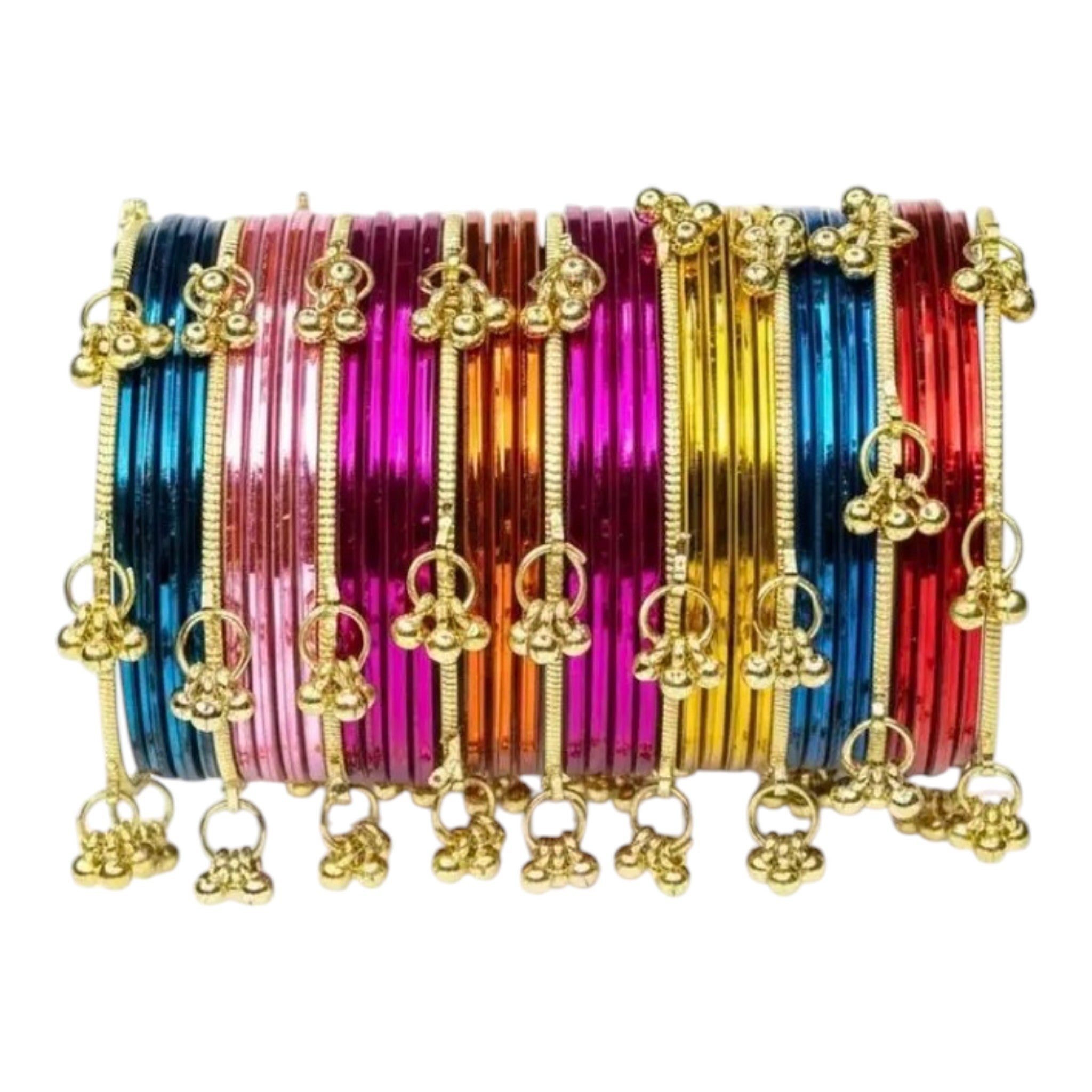 Glass and gold bangles