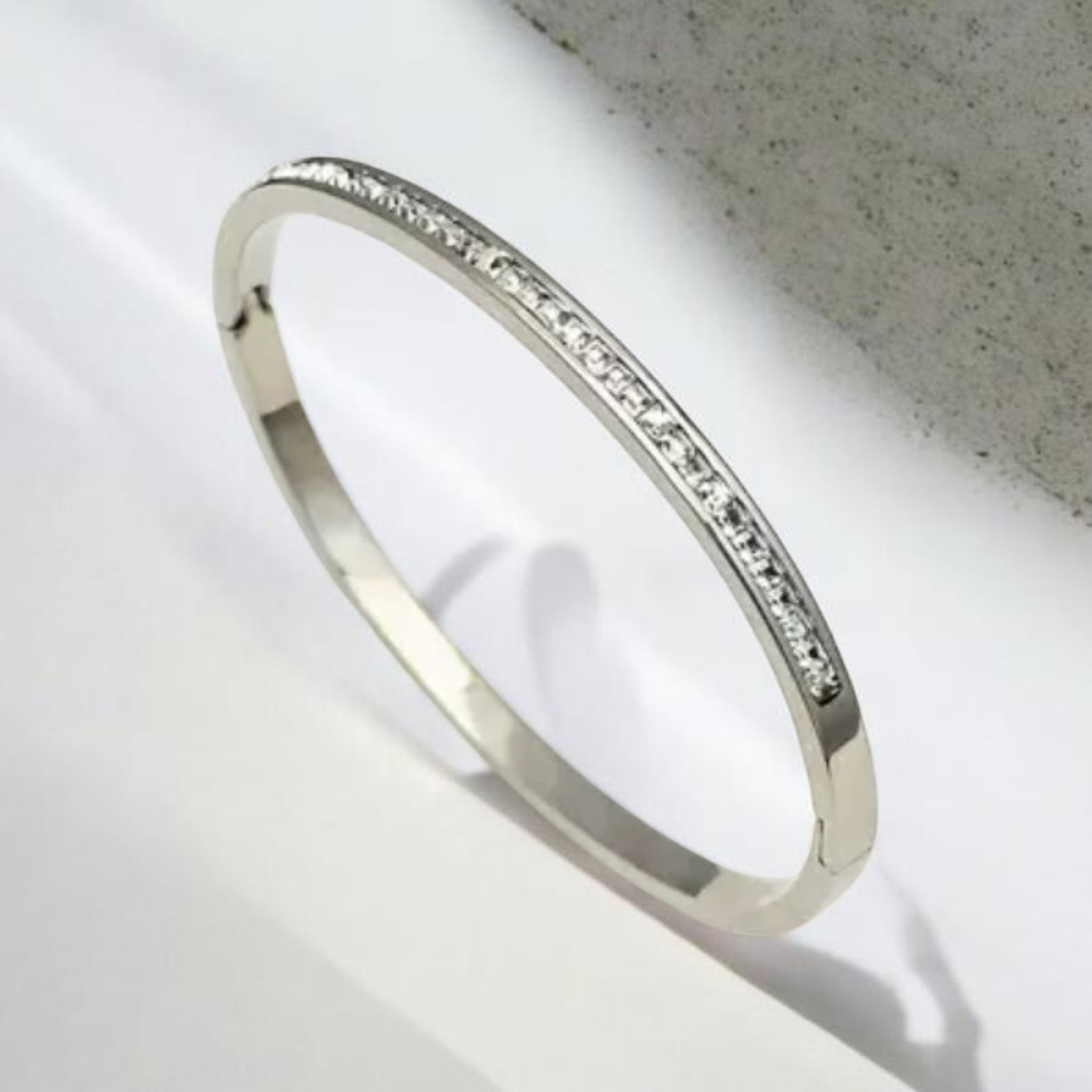 Silver Diamond Bangle